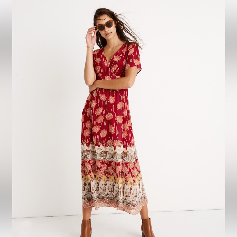 Madewell Tulip-Sleeve Maxi Dress in Tall Sunflowers
